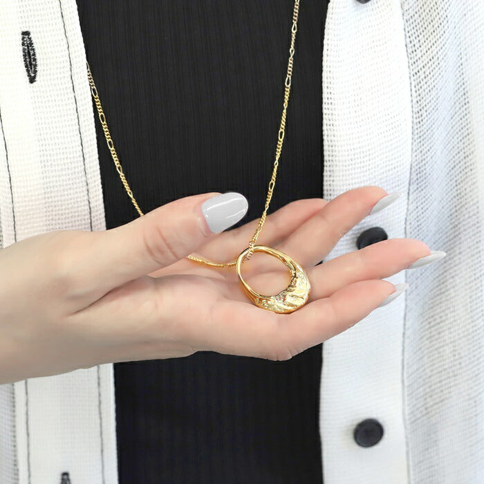nec-43 ネックレス レディース 16k 16kコーティング シンプル ロングネックレス 長め ロジウムコーティング アクセサリー ひねり オーバル カジュアル シルバー ゴールド かわいい おしゃれ フォーマル フェミニン 冠婚葬祭 オケージョン 凛
