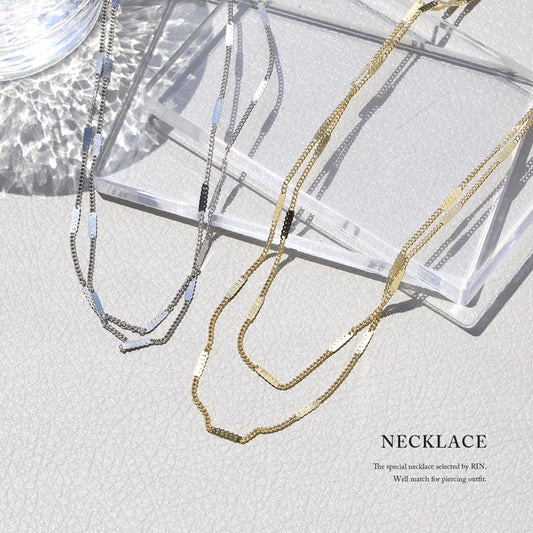 nec-50 ネックレス レディース チェーン チェーンネックレス ロング 2連 レイヤード シンプル 喜平チェーン キヘイチェーン 16k k16 16kコーティング ロジウムコーティング カジュアル シンプル シルバー ゴールド かわいい おしゃれ 大人 上品 フォーマル 凛