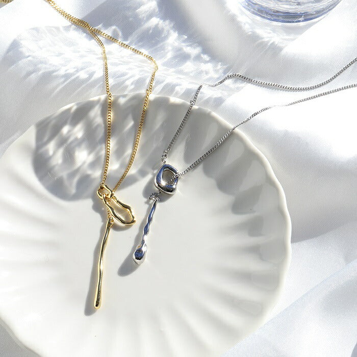 ▲　nec-7　ネックレス ロング 金属アレルギー対応 ラリエットチェーン レディース メンズ シルバー ゴールド シンプル 18k 18金 k18 ティアドロップ しずく キラキラ キヘイチェーン アクセサリー ジュエリー 18kコーティング かわいい おしゃれ 華奢 結婚式