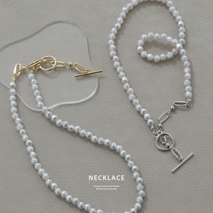 nec-81 ネックレス レディース チェーン パールネックレス バロックパール マンテル マンテルネックレス 44cm 18k 18金 シンプル ロジウムコーティング カジュアル シンプル シルバー ゴールド かわいい 長さ 大人 フォーマル 凛
