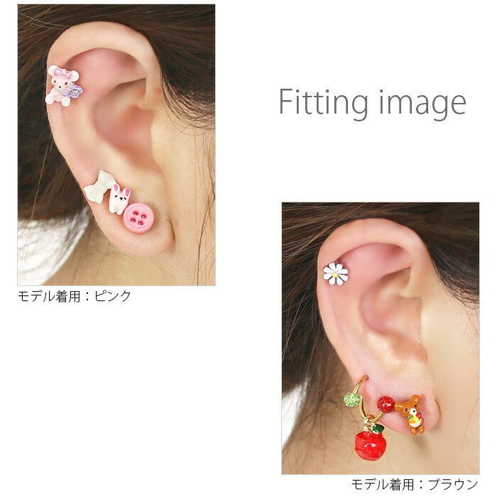 ori-0006-c ボディピアス キャッチ 14G 12G かわいい 軟骨ピアス くま 熊 カスタマイズ テディベア ファンシー 日本製 メイドインジャパン ラブレット 軟骨用 ピアスキャッチ ピアスパーツ ネジ式 ねじ式 ラブレット ピアスパーツ ネジ式 軟骨 ピアス ボディーピアス