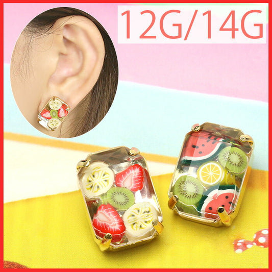 【廃盤】 フルーツキャッチ 14G 12G 軟骨ピアス 軟骨 フルーツポンチ いちご キウイ バナナ スイカ レモン カスタマイズ ゆめかわいい ピアス「BP」「CUS」「ORI」「cr」【180226】