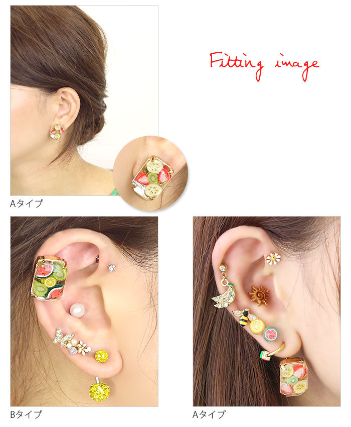 【廃盤】 フルーツキャッチ 14G 12G 軟骨ピアス 軟骨 フルーツポンチ いちご キウイ バナナ スイカ レモン カスタマイズ ゆめかわいい ピアス「BP」「CUS」「ORI」「cr」【180226】