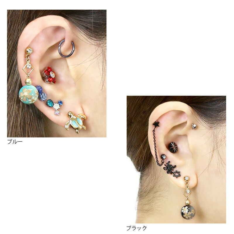 【廃盤】 ボディピアス 軟骨 ピアス 14G 16G 和風 和柄 ボール 着物 浴衣 ジュエル ボディーピアス サージカルステンレス ストレートバーベル かわいい 凛 軟骨用 ボディピアス専門店 なんこつピアス 耳 りん