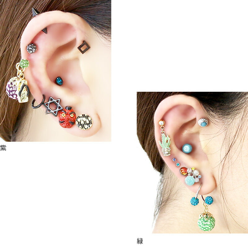 【全品送料無料】 軟骨ピアス 14G ボディピアス 16G 18G チャーム 和風 ちりめん 和柄 14ゲージ 12ゲージ 18ゲージ ボディーピアス 凛 軟骨用 ボディピアス専門店 なんこつピアス 耳 りん 「BP」 「CHA」 チャーム0187