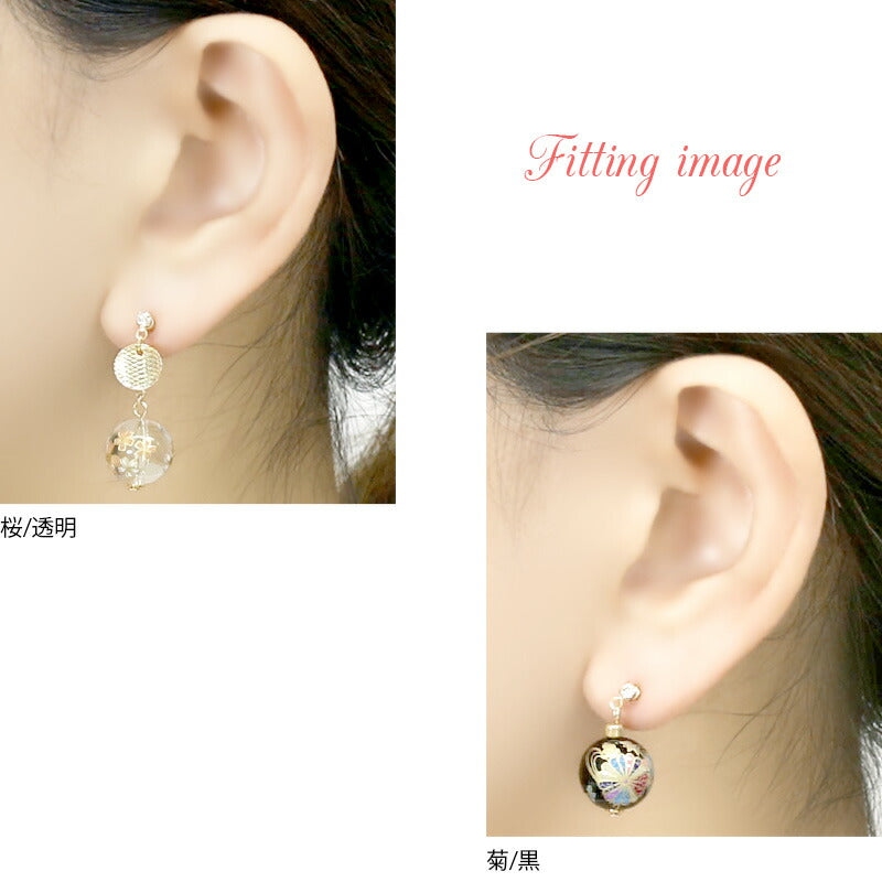 ori-0072 キャッチ 14G ボディピアス 16G 軟骨 ピアス かわいい 12G 桜 18G 菊 揺れる 和柄 ボール 和風 和 日本 レトロ カスタマイズ ピアス パーツ 透明 赤 黒 レッド ブラック クリア 軟骨 ピアス ボディーピアス ボディ 凛 RIN