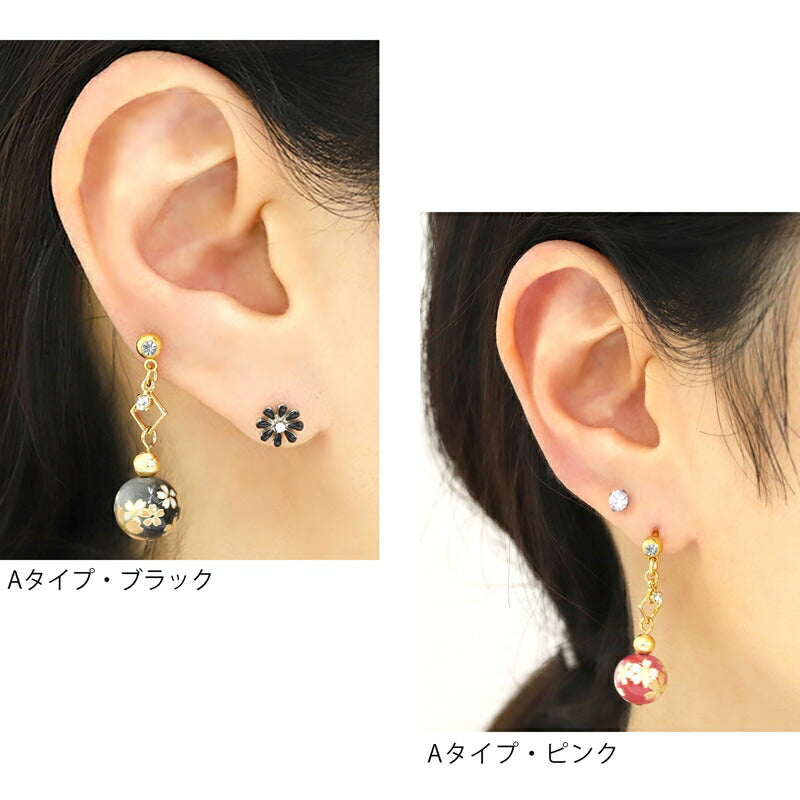 【メール便送料無料】 軟骨ピアス 14G 16G ボディピアス かわいい キャッチ チャーム サージカルステンレス 和風 折り鶴 桜 和柄　ボール 着物 16ゲージ 14ゲージ  ピアス ストレート 片耳用 軟骨 ピアス ボディーピアス