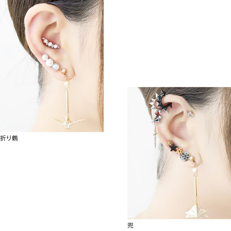 【全品送料無料】 ボディピアス 軟骨ピアス 14G 16G 和風 折り鶴 兜 角隠し 綿帽子 風車 かざぐるま 折り紙 パール 光沢 真珠 コーディング ボディーピアス 軟骨用 招福 お正月 着物 晴れ着 ご祝儀 縁起 軟骨1042「BP」「NAN」「ORI」