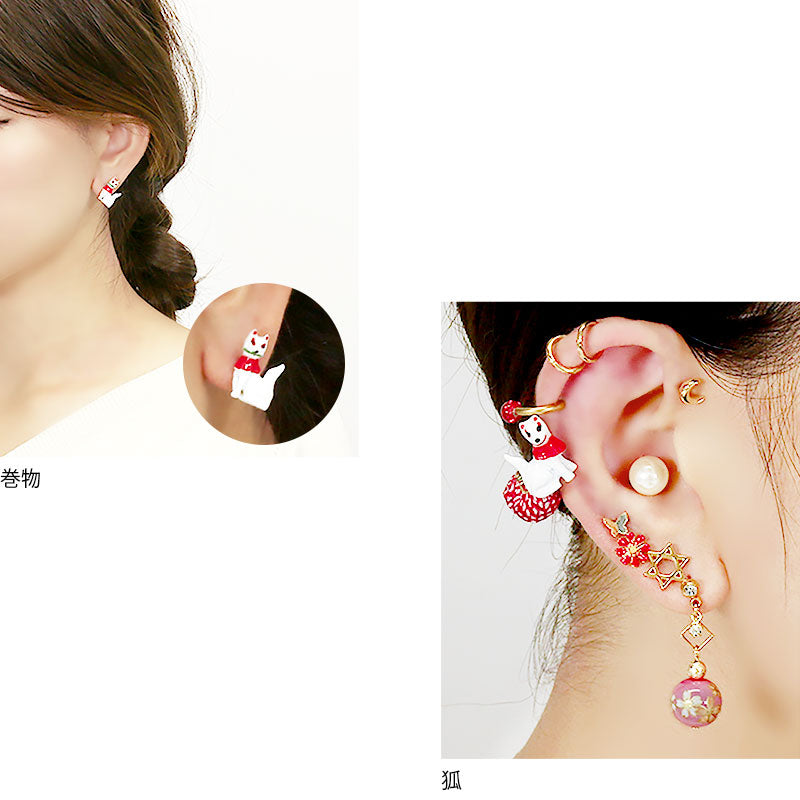 【廃盤】 ボディピアス 14G 軟骨ピアス 12G キャッチ かわいい 狐 和 稲荷 鳥居 和風 つけっぱなし ピアス ボディーピアス ボディ 日本製 凛 オリジナル サージカルステンレス セカンドピアス 耳たぶ