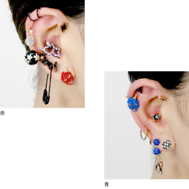 【廃盤】 ori-0082 ボディピアス 14G 軟骨ピアス12G キャッチ かわいい 般若 鬼 オニ 和 和風 サージカルステンレス セカンドピアス 金属アレルギー つけっぱなし ハロウィン コスプレ