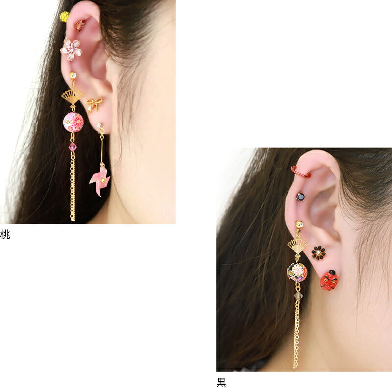 【廃盤】 ori-85 ボディピアス 14G ピアス 16G 和 和風 扇子 和柄 鞠 チャーム付き オリジナル0193「BP」「NANC」「ORI」