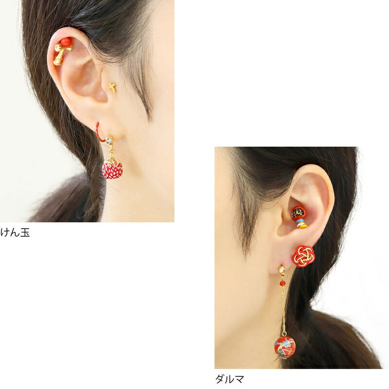 【全品送料無料】 軟骨ピアス 14G ボディピアス 12G 犬張り子 ダルマ けん玉 打ち出の小槌 でんでん太鼓 アレンジ パーツ カスタマイズ ピアス 14ゲージ 12ゲージ  ピアス 片耳用