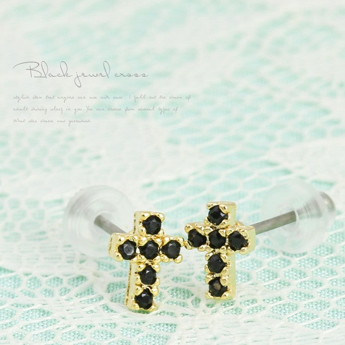 【廃盤】 ファッションピアス0033/樹脂/樹脂ピアス/チタン/クロス/チタンピアス/キレイめ/レディース/プチ/ノンアレルギー「Fピアス」
