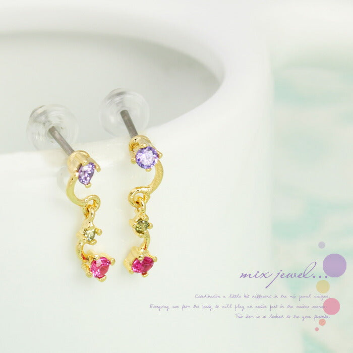 【廃盤】 ファッションピアス0035/チタン/チタンピアス/ジュエル/チャーム/ノンアレルギー「Fピアス」