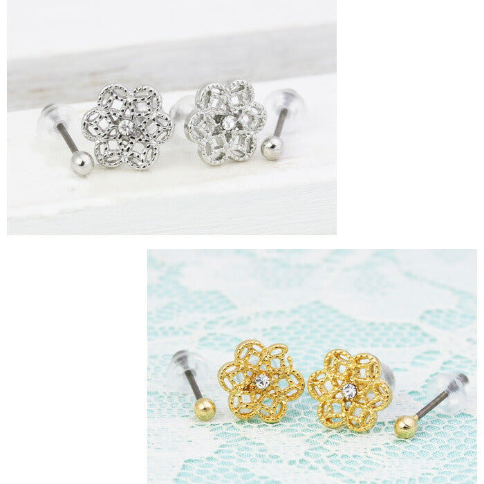 【廃盤】 セットピアス0032/チタン/チタンピアス/花/フラワー/ノンアレルギー「Fピアス」