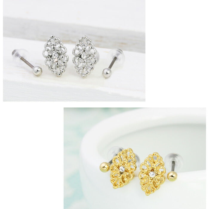 【廃盤】 セットピアス0032/チタン/チタンピアス/花/フラワー/ノンアレルギー「Fピアス」
