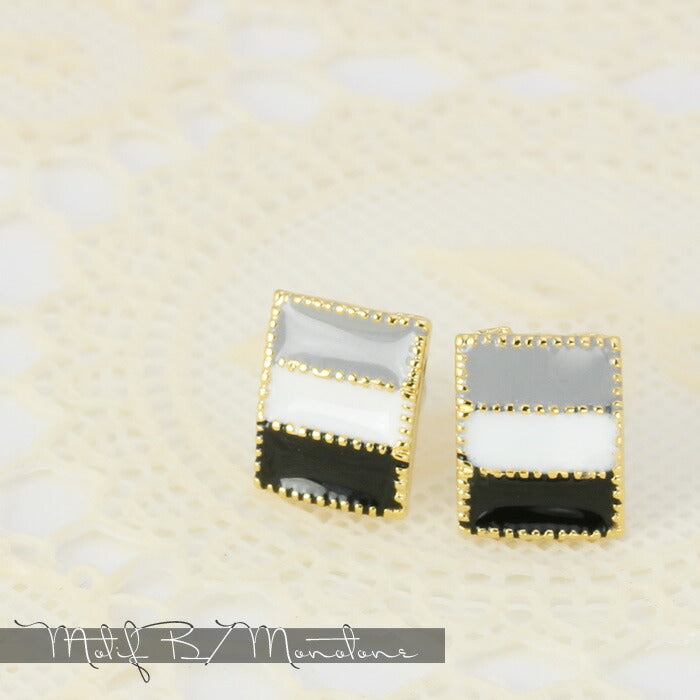 【廃盤】 ファッションピアス0037/チタン/チタンピアス/スクエアー/ゴールドライン/ノンアレルギー「Fピアス」