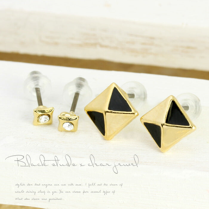 【廃盤】 セットピアス0030/チタン/チタンピアス/四角/フープ/スタッズ/ゴールド/ノンアレルギー「Fピアス」