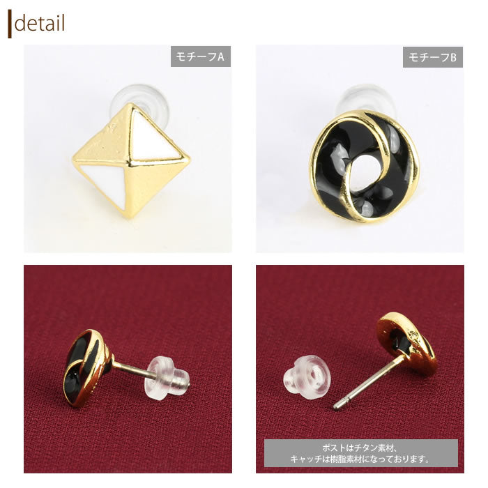 【廃盤】 セットピアス0030/チタン/チタンピアス/四角/フープ/スタッズ/ゴールド/ノンアレルギー「Fピアス」