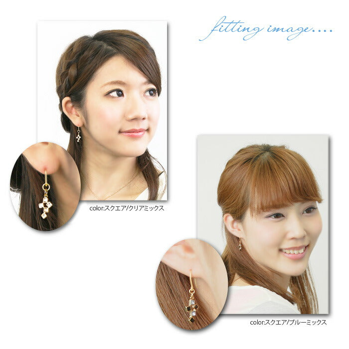 【廃盤】 ファッションピアス0048/樹脂/樹脂ピアス/フック式/ピアス/両耳/アクセサリー「Fピアス」