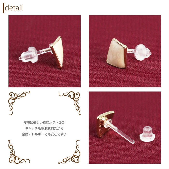 【廃盤】 セットピアス0016/樹脂/樹脂ピアス/チタン/チタンピアス/スクエアー/四角/スタッズ/マニッシュ/ストーン/ジュエル/ノンアレルギー「Fピアス」