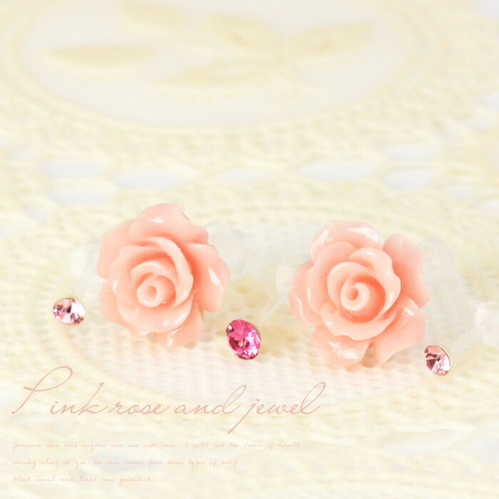 【廃盤】 セットピアス0021/樹脂/樹脂ピアス/チタン/チタンピアス/ばら/薔薇/バラ/フェミニン/ジュエル/ノンアレルギー「Fピアス」