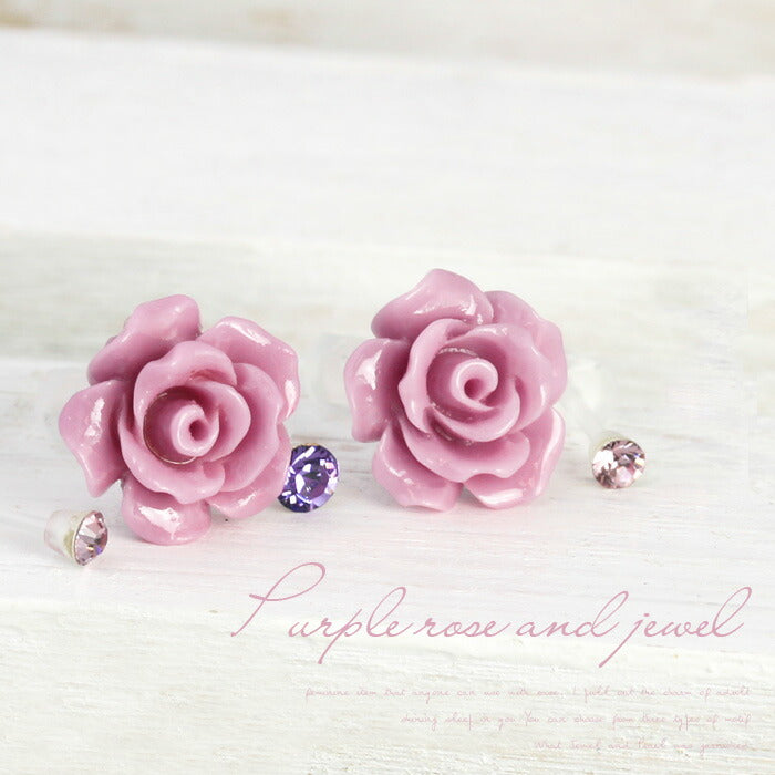 【廃盤】 セットピアス0021/樹脂/樹脂ピアス/チタン/チタンピアス/ばら/薔薇/バラ/フェミニン/ジュエル/ノンアレルギー「Fピアス」