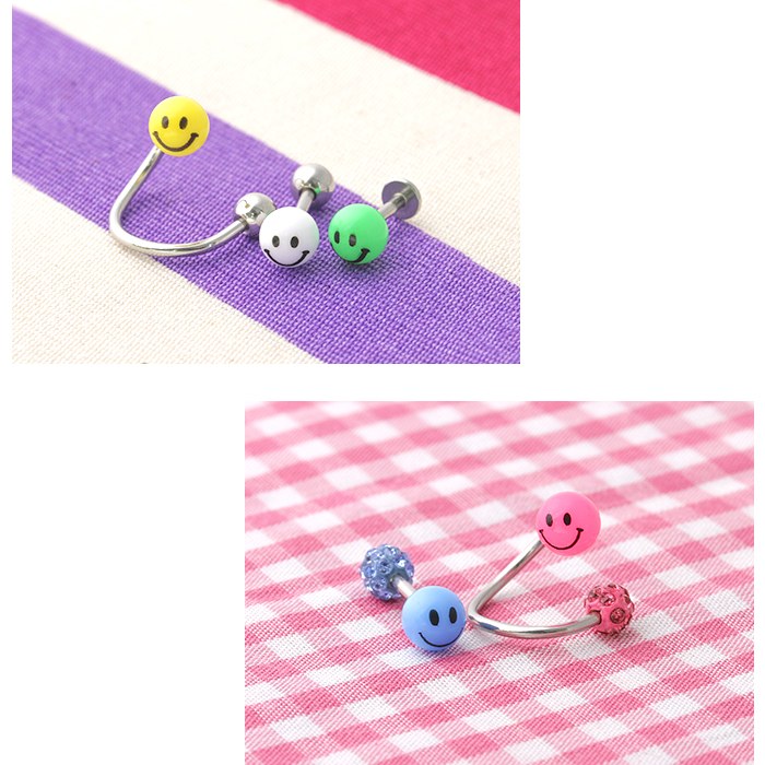 【廃盤】 ボディピアス キャッチ 16G 18G スマイル かわいい カラフル パーツ カスタマイズ ボディピ キャッチ0136  「BP」「CUS」|ボディーピアス ピアス ピアスキャッチ パーツ ピアスパーツ 軟骨ピアス ネジ式 ねじ式 16ゲージ 18ゲージ 人気上昇中