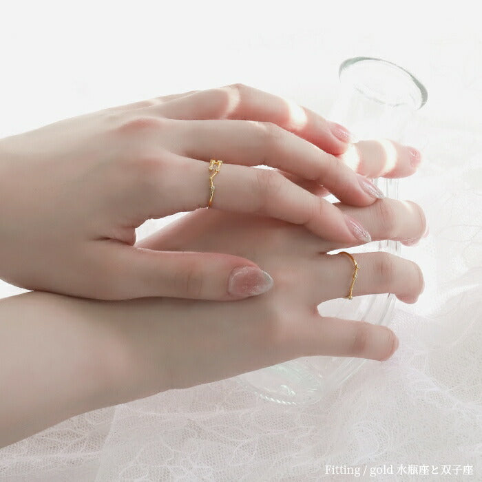 ring-10 リング 指輪 レディース シルバー ゴールド 金属アレルギー シンプル 18k 18金 k18 ニッケルフリー 9号 11号 星座 十二星座 ファッションリング ゴールドリング シルバーリング ピンキーリング キラキラ 18Kコーティング 大人 ハンドメイド かわいい 大人可愛い 重ね付け 凛