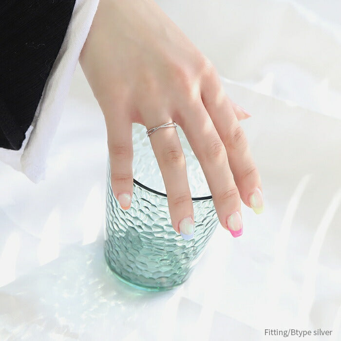 ring-15 リング 指輪 レディース シルバー ゴールド 金属アレルギー シンプル 18k 18金 k18 ニッケルフリー 9号 11号 13号 15号 ファッションリング ゴールドリング シルバーリング 18Kコーティング クロス 2連 大人 上品 かわいい 大人可愛い 凛
