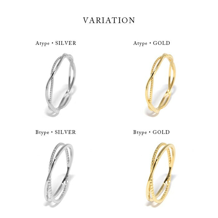 ring-15 リング 指輪 レディース シルバー ゴールド 金属アレルギー シンプル 18k 18金 k18 ニッケルフリー 9号 11号 13号 15号 ファッションリング ゴールドリング シルバーリング 18Kコーティング クロス 2連 大人 上品 かわいい 大人可愛い 凛