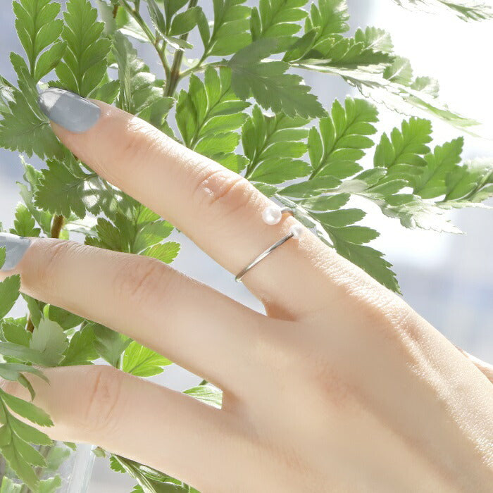 ring-19 リング 指輪 レディース ステンレス パール シルバー 金属アレルギー シンプル サージカルステンレス 11号 ファッションリング シルバーリング フォークリング 巻き付け 上品 大人 可愛い 重ね付け エレガント おしゃれ パールリング アクセサリー 凛