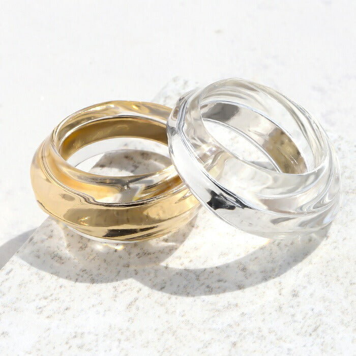 ring-20 リング 指輪 金属アレルギー対応 ボリュームリング アクセサリー シルバー ゴールド レディース メンズ 14号 ファッションリング おしゃれ 大きい シンプル かわいい シルバーアクセ デイリー カジュアル 上品 エレガント アクリル樹脂 プレゼント ギフト 凛