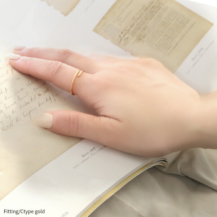 ring-3 リング 指輪 レディース シルバー ゴールド 金属アレルギー シンプル 18k 18金 ニッケルフリー 10号 11号 ファッションリング ゴールドリング シルバーリング 18Kコーティング フォークリング オープンリング 巻き付け 大人 上品 ハンドメイド 大人可愛い 重ね付け 凛