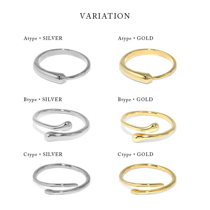 ring-3 リング 指輪 レディース シルバー ゴールド 金属アレルギー シンプル 18k 18金 ニッケルフリー 10号 11号 ファッションリング ゴールドリング シルバーリング 18Kコーティング フォークリング オープンリング 巻き付け 大人 上品 ハンドメイド 大人可愛い 重ね付け 凛
