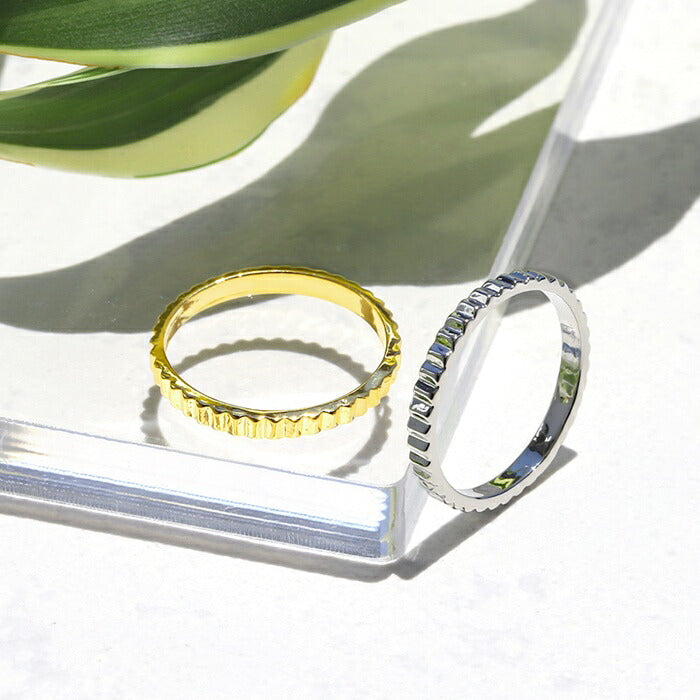 ring-43 リング 指輪 レディース シルバー ゴールド シンプル 18k 18金  8号 10号 12号 金属アレルギー 重ね付け 重ねづけ ストライプリング カット  ロジウムコーティング ファッションリング ゴールドリング シルバーリング 大人 可愛い  細い 凛