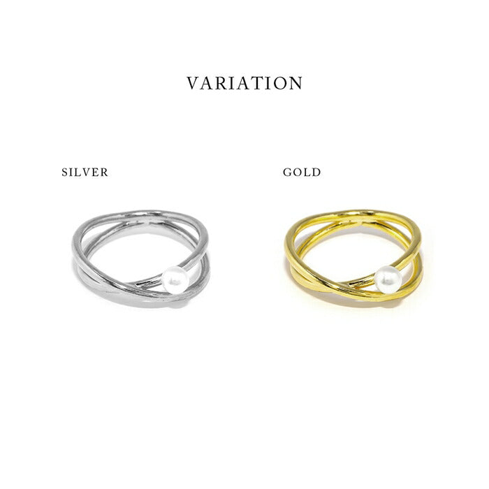ring-44 リング 指輪 レディース シルバー ゴールド シンプル パールリング クロスリング サークルリング 18k 18金  ９号 10号 12号 金属アレルギー 重ね付け 重ねづけ ロジウムコーティング ファッションリング ゴールドリング シルバーリング 大人 細い 凛