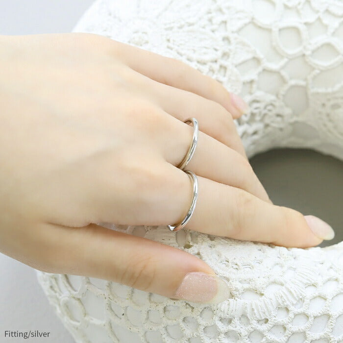 ring-45 リング 指輪 レディース アクセサリー シルバー ゴールド シンプル クロスリング ダブルフィンガーリング 2連 18k 18金 10号 12号 金属アレルギー 重ね付け 重ねづけ ファッションリング ゴールドリング シルバーリング ウェーブ 細い 凛