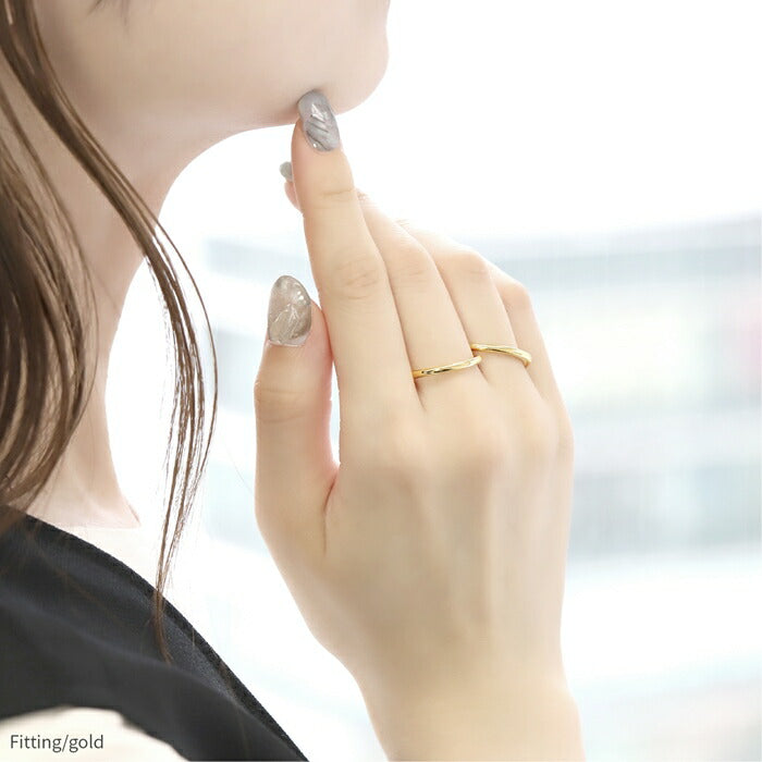 ring-45 リング 指輪 レディース アクセサリー シルバー ゴールド シンプル クロスリング ダブルフィンガーリング 2連 18k 18金 10号 12号 金属アレルギー 重ね付け 重ねづけ ファッションリング ゴールドリング シルバーリング ウェーブ 細い 凛