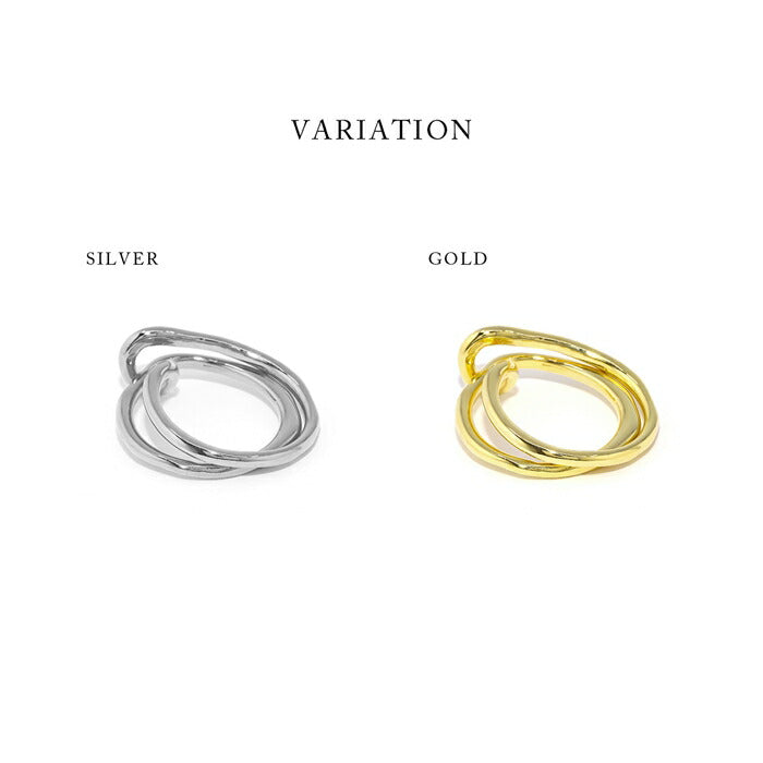 ring-45 リング 指輪 レディース アクセサリー シルバー ゴールド シンプル クロスリング ダブルフィンガーリング 2連 18k 18金 10号 12号 金属アレルギー 重ね付け 重ねづけ ファッションリング ゴールドリング シルバーリング ウェーブ 細い 凛