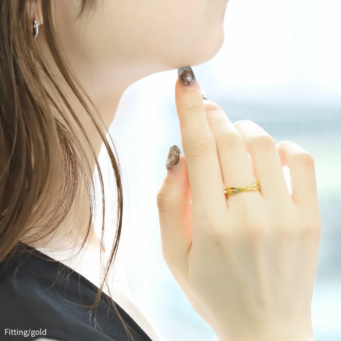 ring-49 リング 指輪 レディース ダブルリング クロスリング アクセサリー シルバー ゴールド シンプル 18k 18金 8号 10号 12号 金属アレルギー 重ね付け 重ねづけ ファッションリング ゴールドリング シルバーリング 凛