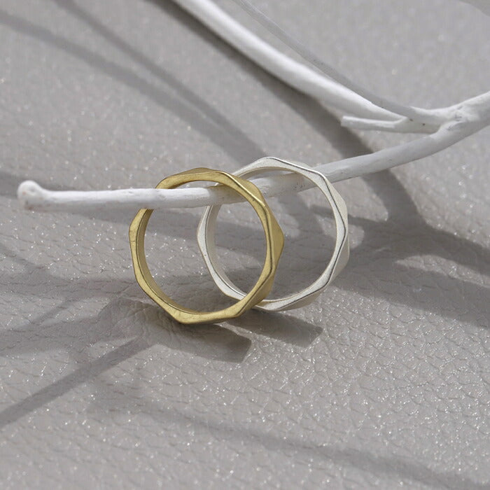ring-54 リング 指輪 レディース アクセサリー シルバー ゴールド シンプル マット 八角 オクタゴン 18k 18金 9号 10号 12号 重ね付け 重ねづけ ファッションリング ゴールドリング シルバーリング カジュアル 凛