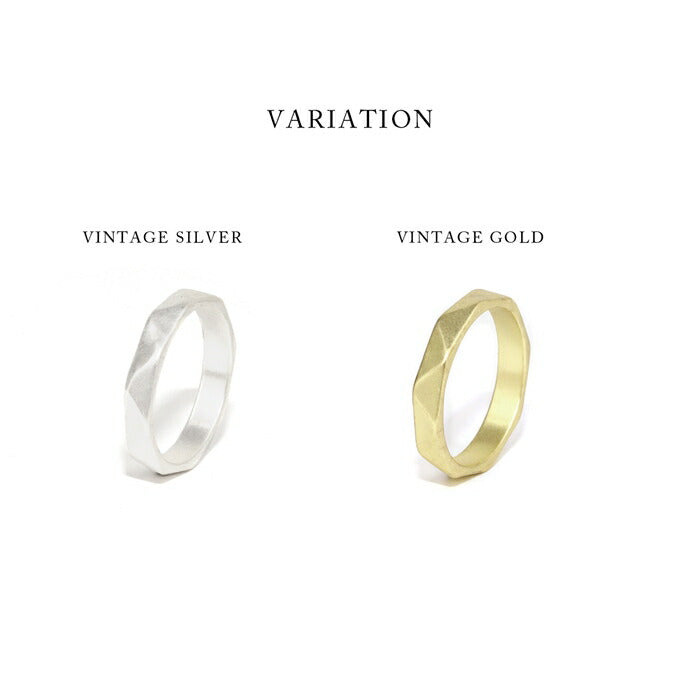 ring-54 リング 指輪 レディース アクセサリー シルバー ゴールド シンプル マット 八角 オクタゴン 18k 18金 9号 10号 12号 重ね付け 重ねづけ ファッションリング ゴールドリング シルバーリング カジュアル 凛