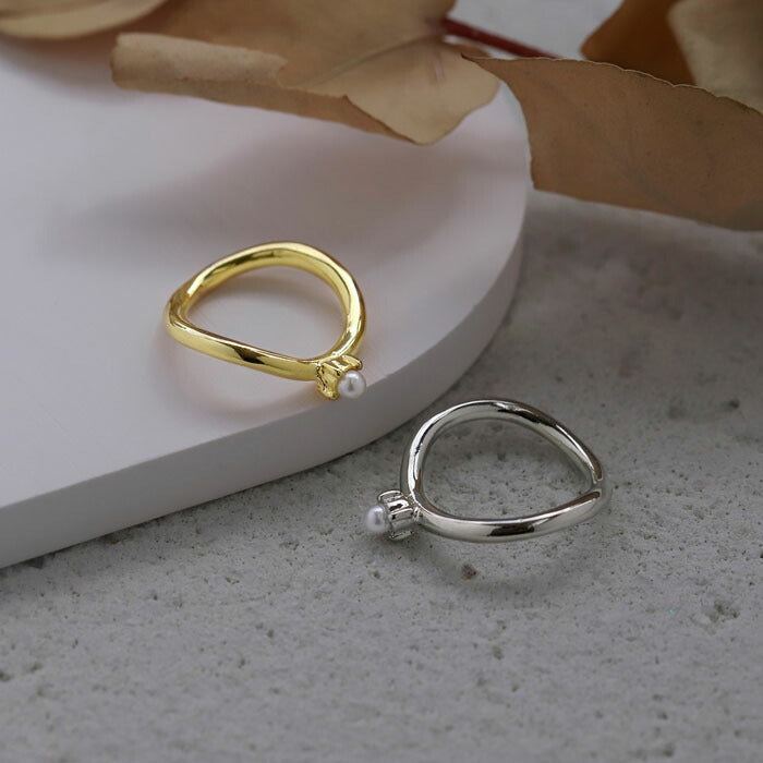 ring-57 リング 指輪 レディース アクセサリー シルバー ゴールド シンプル 真珠 パール 一粒  アクリル 18k 18金 8号 10号 12号 重ね付け 重ねづけ ファッションリング ゴールドリング シルバーリング カジュアル 入学式 入園式 卒業式 女性 凛