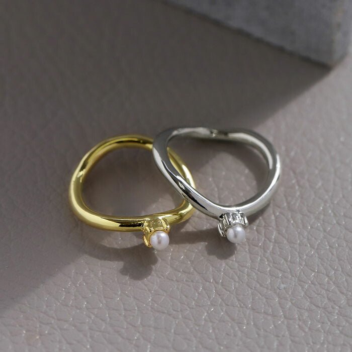 ring-57 リング 指輪 レディース アクセサリー シルバー ゴールド シンプル 真珠 パール 一粒  アクリル 18k 18金 8号 10号 12号 重ね付け 重ねづけ ファッションリング ゴールドリング シルバーリング カジュアル 入学式 入園式 卒業式 女性 凛