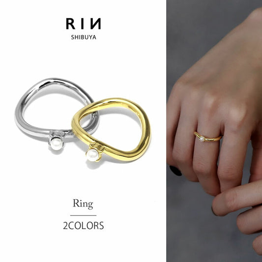 ring-57 リング 指輪 レディース アクセサリー シルバー ゴールド シンプル 真珠 パール 一粒  アクリル 18k 18金 8号 10号 12号 重ね付け 重ねづけ ファッションリング ゴールドリング シルバーリング カジュアル 入学式 入園式 卒業式 女性 凛
