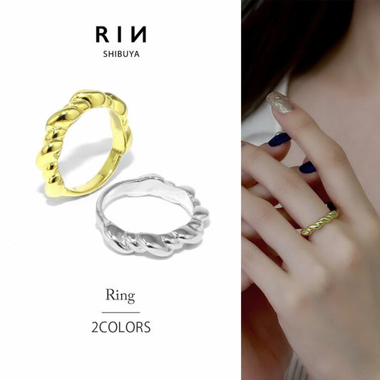 ring-58 リング 指輪 レディース アクセサリー シルバー ゴールド シンプル スパイラル ツイスト ねじれ 18k 18金 8号 10号 12号 重ね付け 重ねづけ ファッションリング ゴールドリング シルバーリング カジュアル ロジウムコーティング 凛