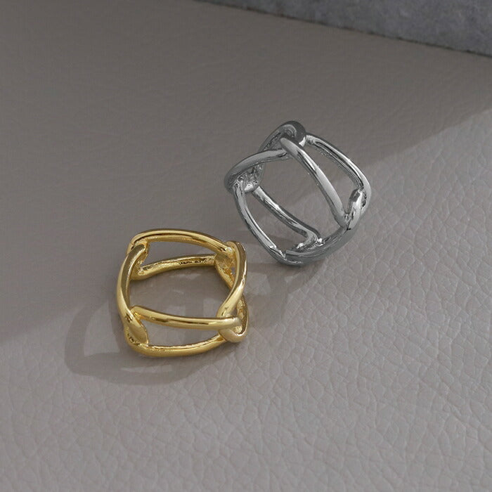 ring-63 リング 指輪 レディース アクセサリー シルバー ゴールド シンプル スクエア スクエアリング 空枠リング 18k 18金 8号 11号 12号 重ね付け 重ねづけ ファッションリング ゴールドリング シルバーリング カジュアル 凛