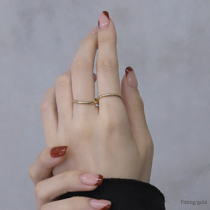 ring-65 リング 指輪 レディース アクセサリー シルバー ゴールド シンプル ツイスト ツイストリング ダブルリング クロスリング クロス 12号 18k 18金 重ね付け 重ねづけ ファッションリング ゴールドリング シルバーリング カジュアル 凛