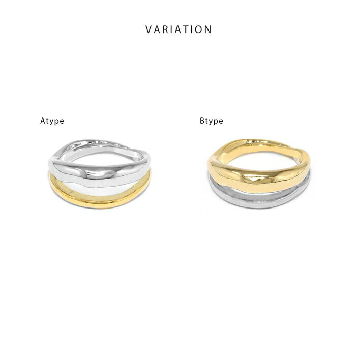 ring-78 リング 指輪 ダブルラインリング レディース アクセサリー バイカラー コンビカラー ミックスカラー シルバー ゴールド シンプル 13号 ファッションリング ゴールドリング シルバーリング 高見え 高みえ 凛